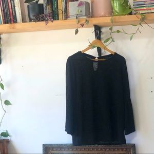 Sanctuary Black Flare Sleeved Top Sz L